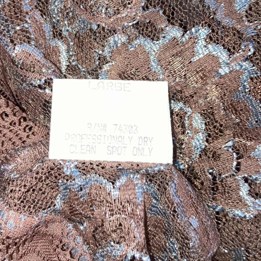 Spencer Alexis Boho Floral Embroidered Lace Kimono Brown Sheer Open Front Top - Picture 9 of 10